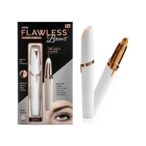 Aparat tuns sprancene cu baterie Flawless, Dama, Hipoalergenic, Alb/Auriu 1+1