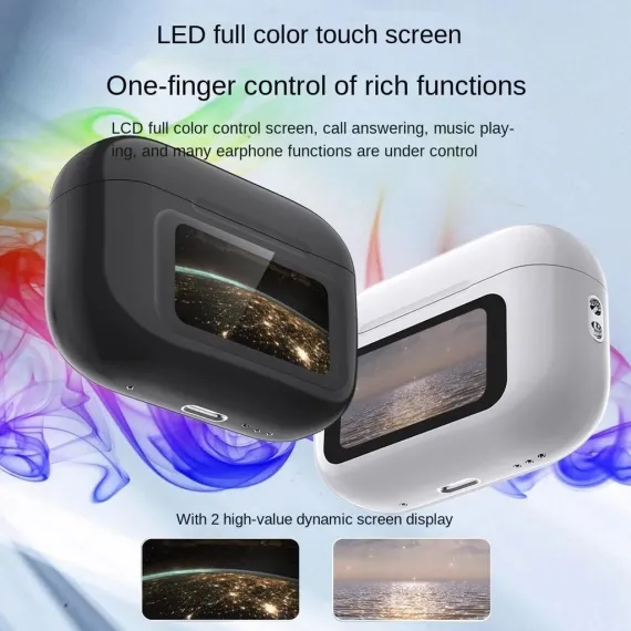 Casti Wireless, Ear Buds, BT 5.4, 360mAh, Touch Display LED, ANC, Slide Tuning, NEGRU - imagine 3