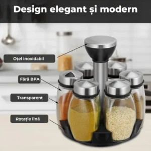 Set pentru condimente 7 piese cu suport rotativ