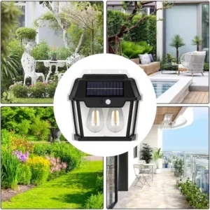 Lampa solara de perete dubla cu Senzor de miscare si 3 moduri iluminare 1+1